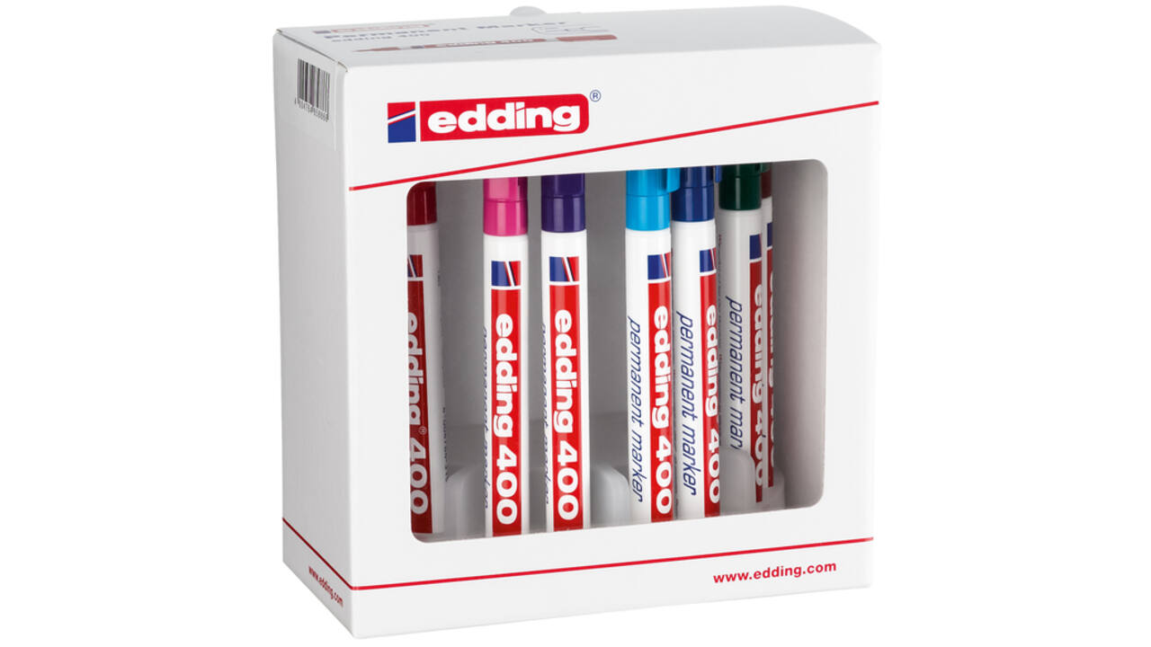 Viltstift edding 400 rond 1mm met houder assorti set à 10 stuks