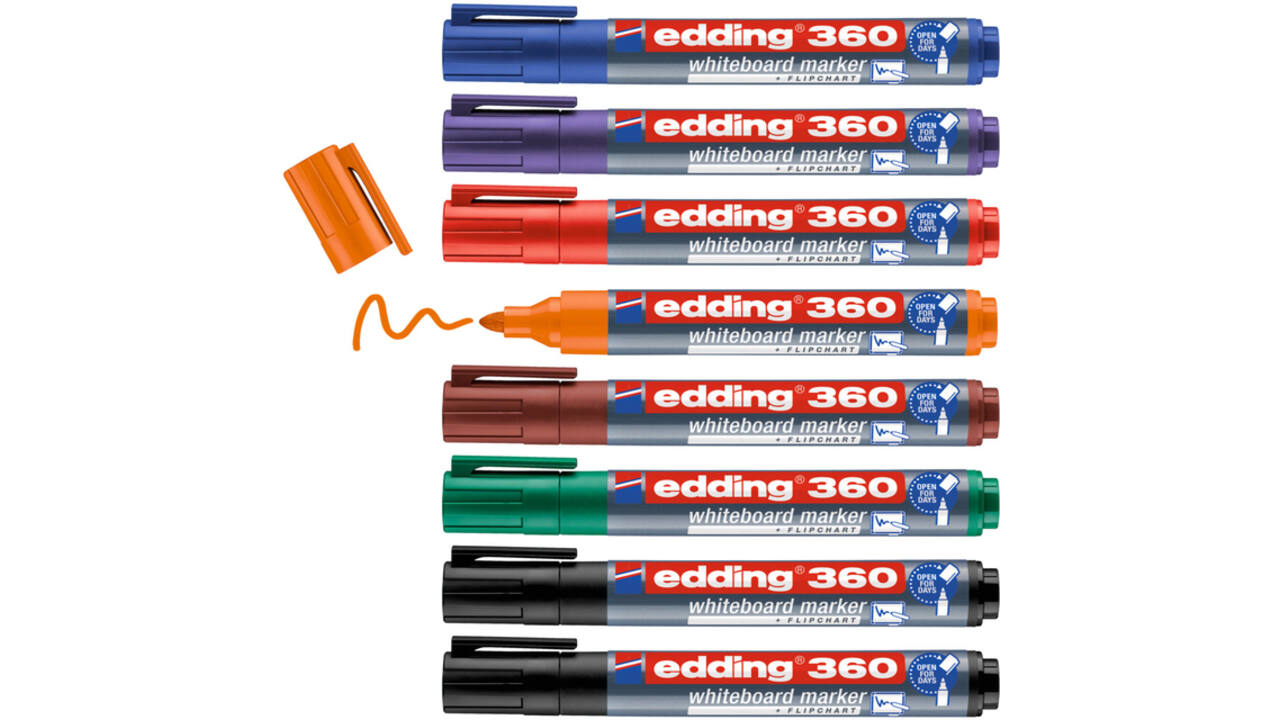 Viltstift edding 361 whiteboard rond 1mm assorti set à 8 stuks