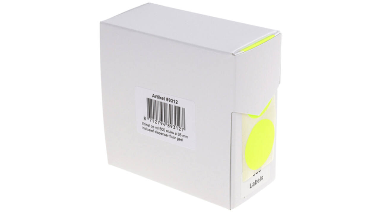 Etiket Rillprint 35mm 500st op rol fluor geel