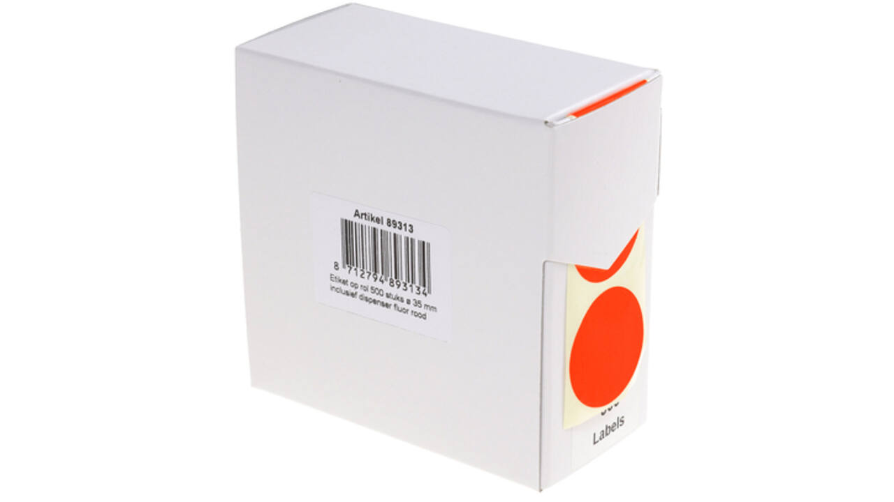 Etiket Rillprint 35mm 500st op rol fluor rood