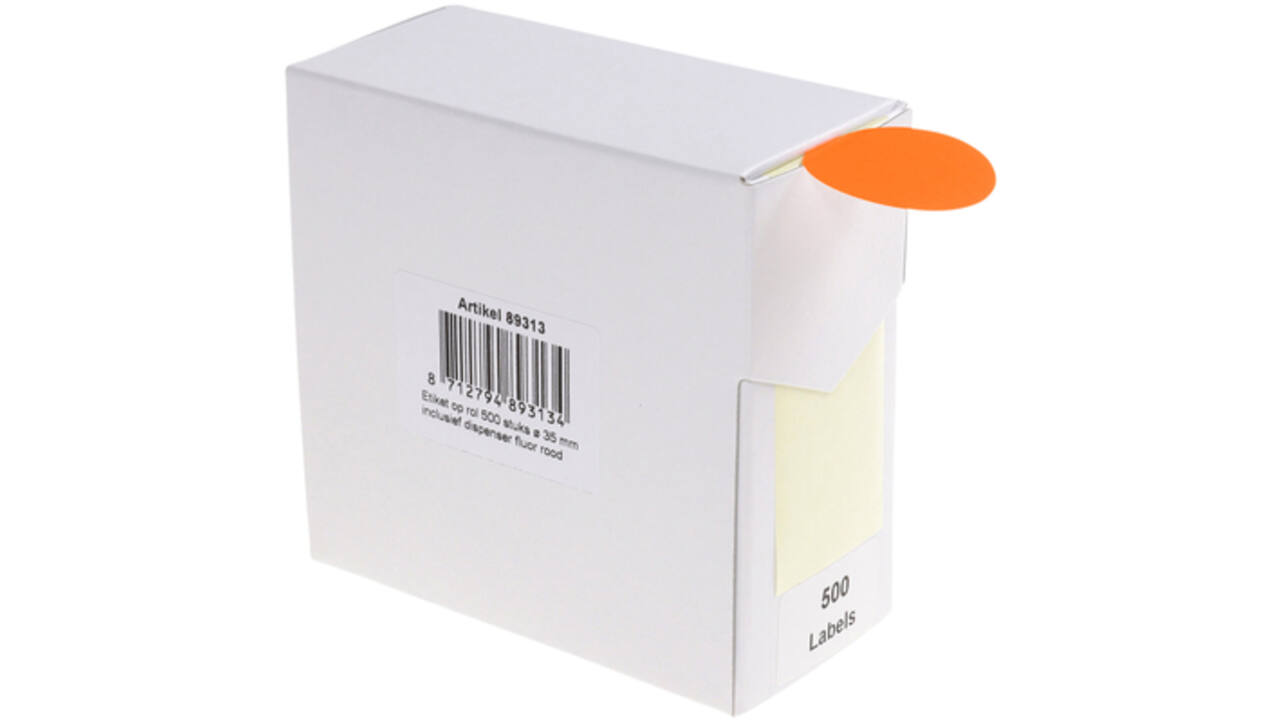 Etiket Rillprint 35mm 500st op rol fluor rood