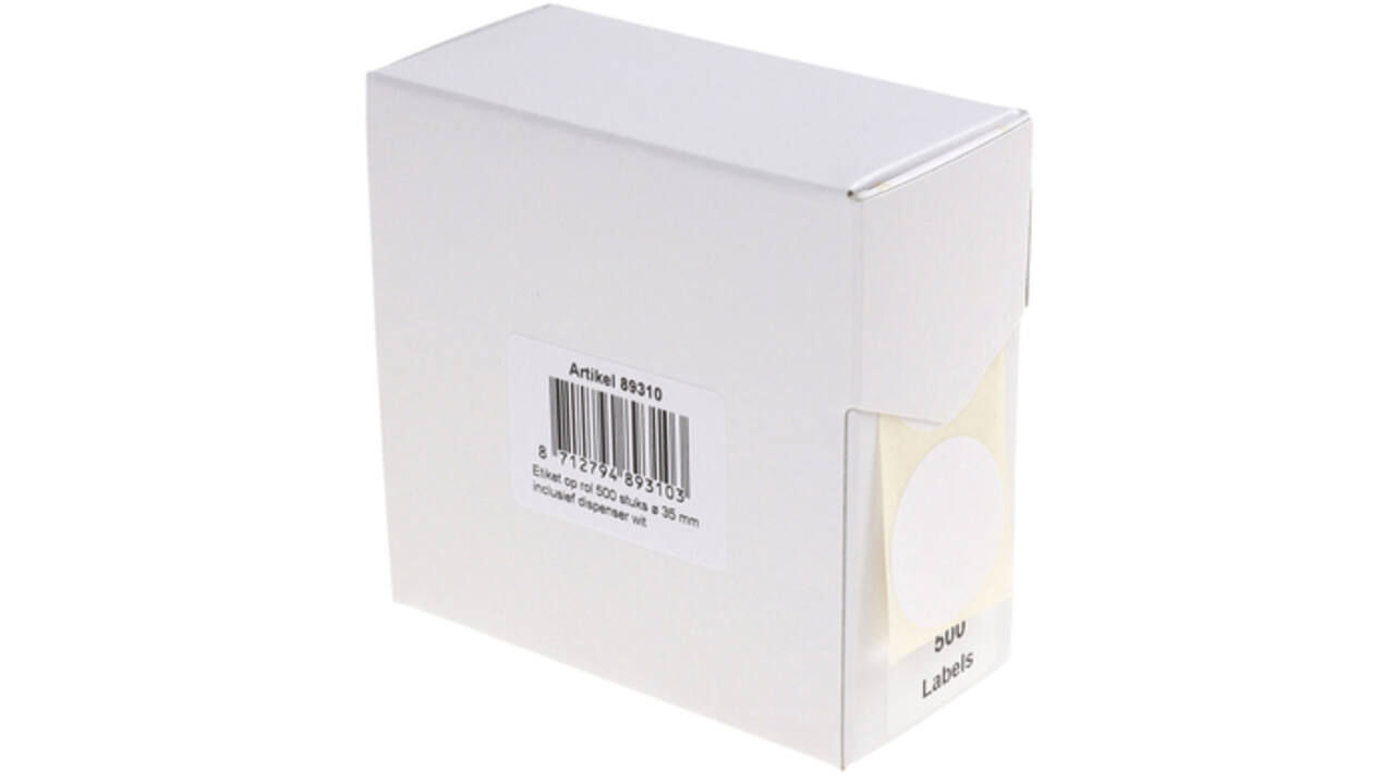 Etiket Rillprint 35mm 500st op rol wit