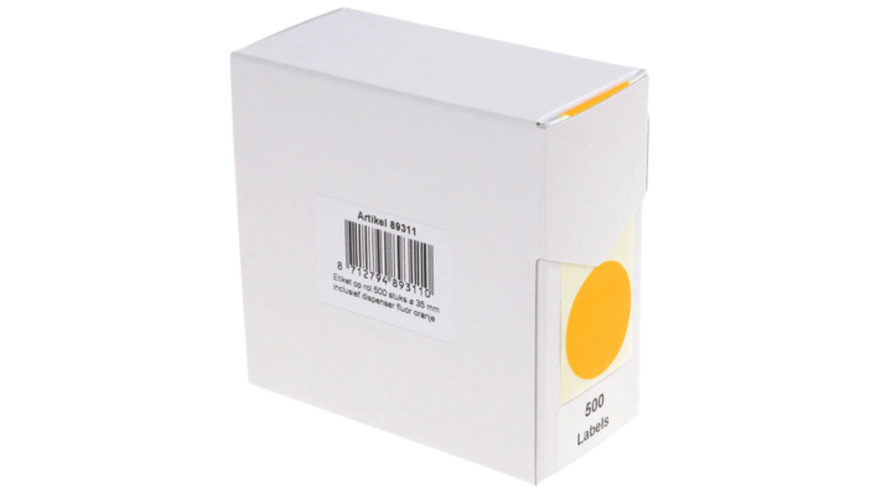 Etiket Rillprint 35mm 500st op rol fluor oranje