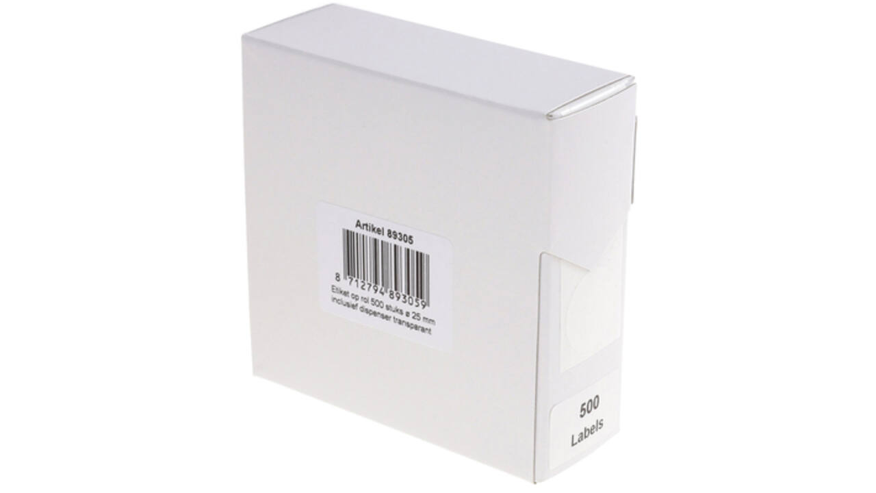 Etiket Rillprint 25mm 500st op rol transparant