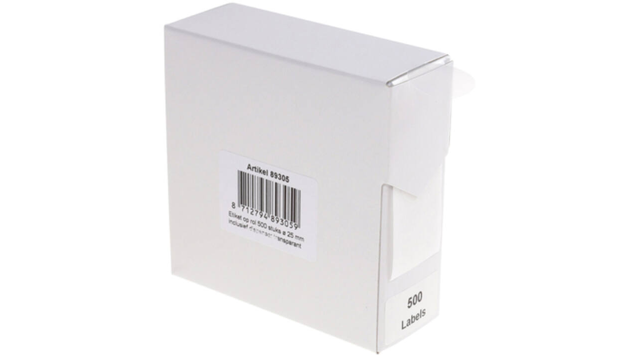 Etiket Rillprint 25mm 500st op rol transparant