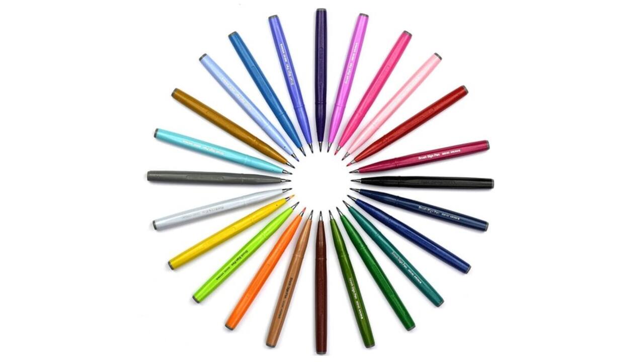 Brushpen Pentel Sign SES15C Rainbow assorti set à 24 stuks