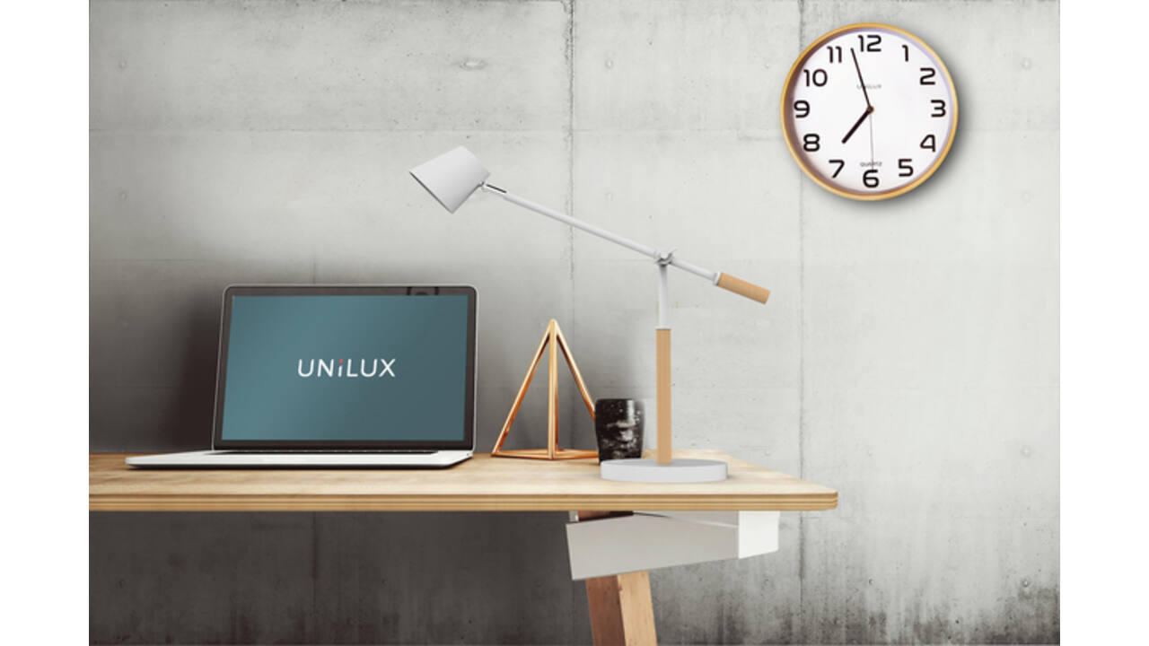 Bureaulamp Unilux Vicky led hout wit