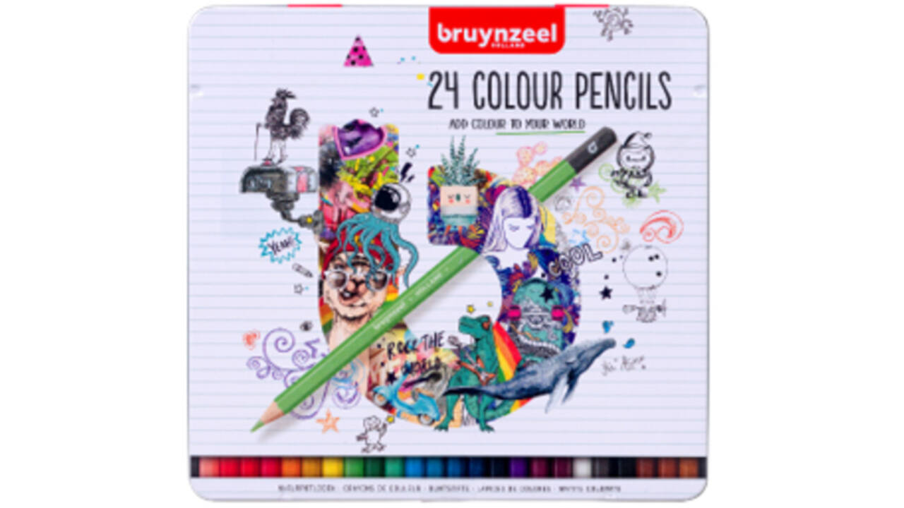 Kleurpotlood Bruynzeel wit blik 24 stuks