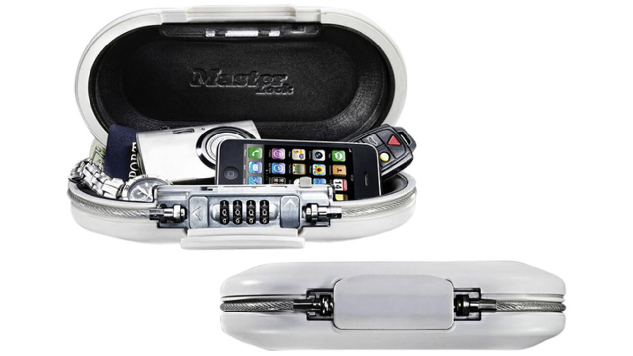 Draagbare kluis MasterLock Safe space met combinatieslot en kabel wit