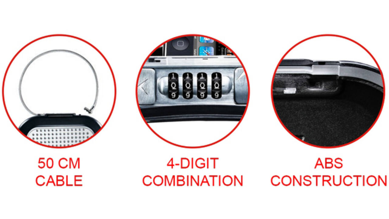 Draagbare kluis MasterLock Safe space met combinatieslot en kabel donkergrijs
