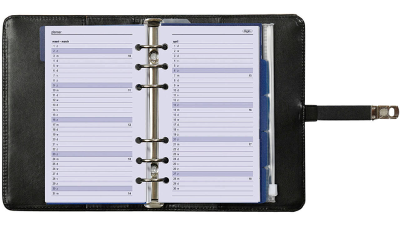 Organizer Kalpa Personal inclusief agenda 2025-2026 7dagen/2pagina's bloemenzee zwart