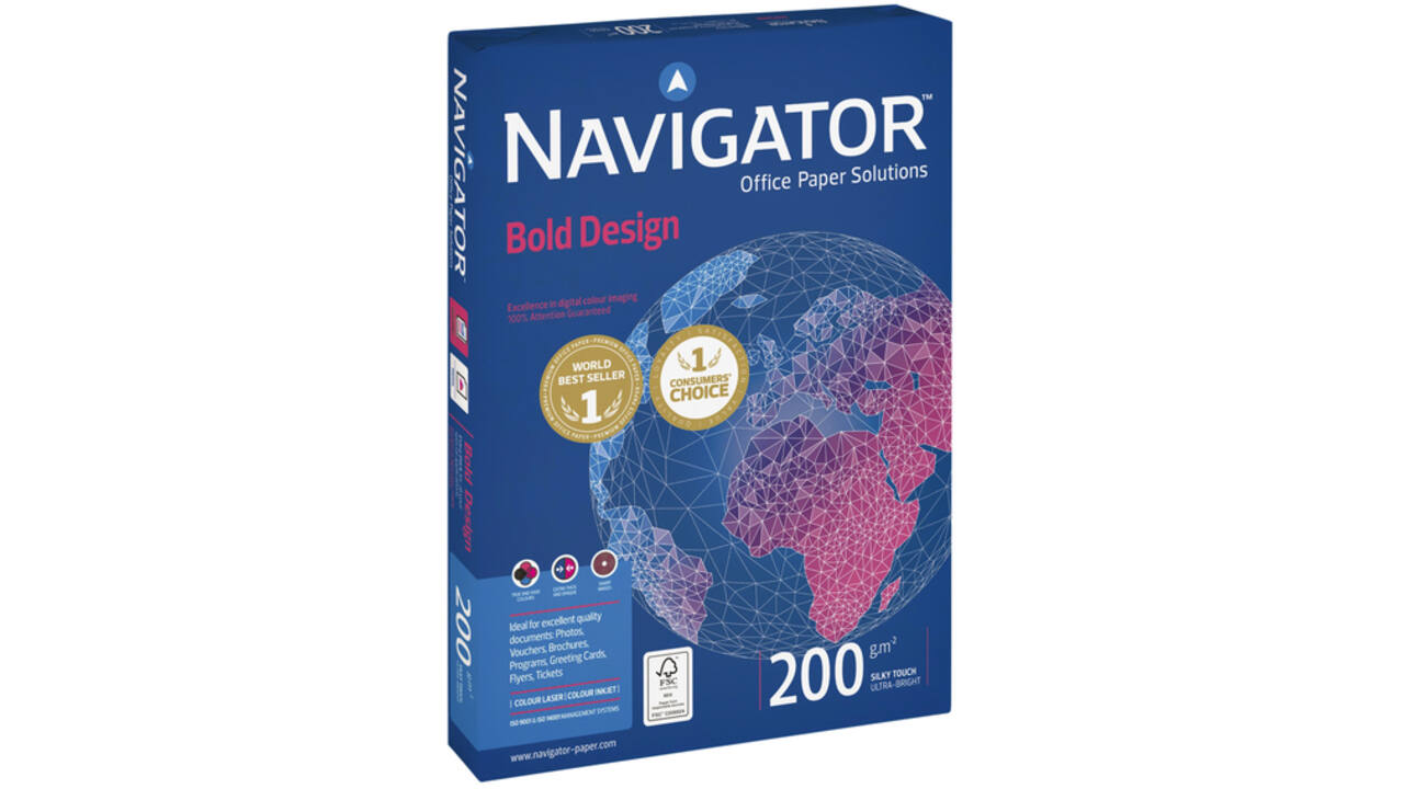 Kopieerpapier Navigator Bold Design A4 200gr wit 150vel