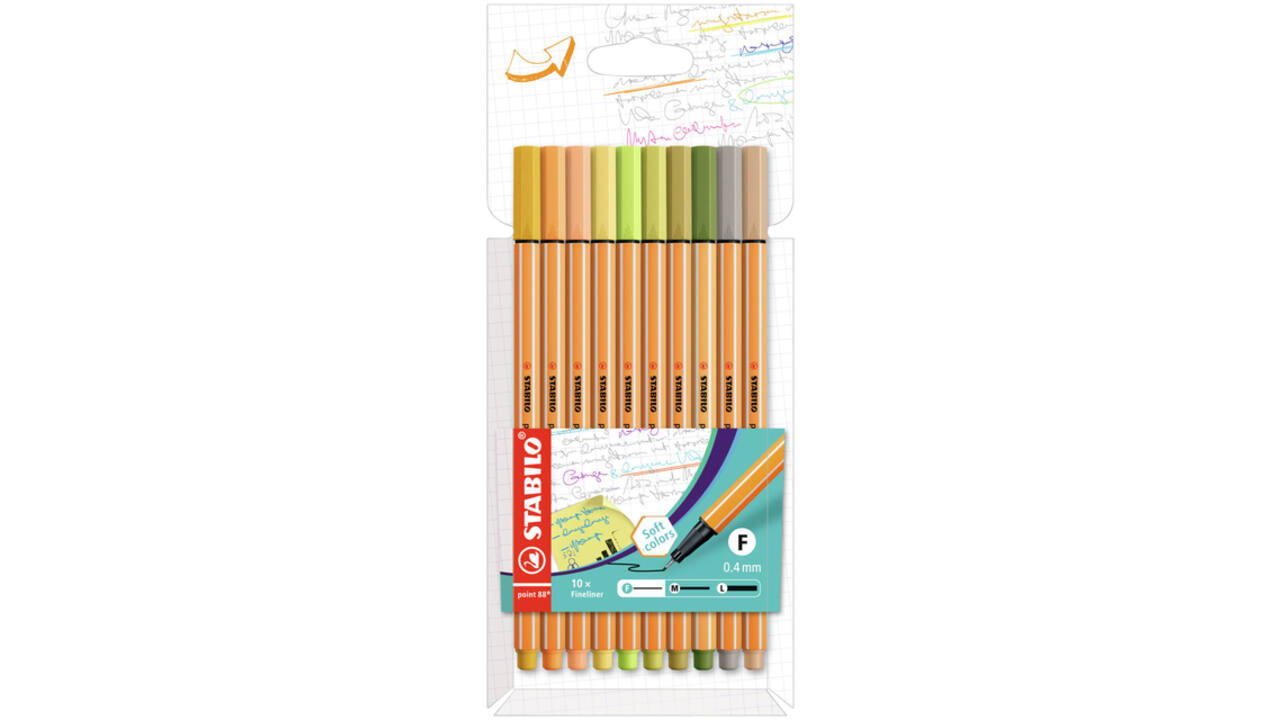 Fineliner STABILO point 88/10 fijn assorti nieuwe kleuren set à 10 stuks
