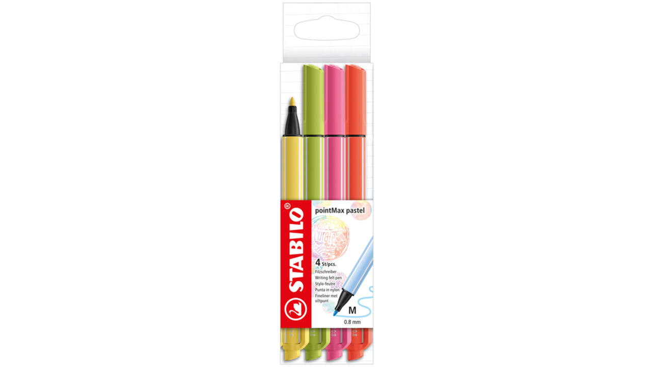 Viltstift STABILO pointMax 488/4 medium assorti pastel etui à 4 stuks
