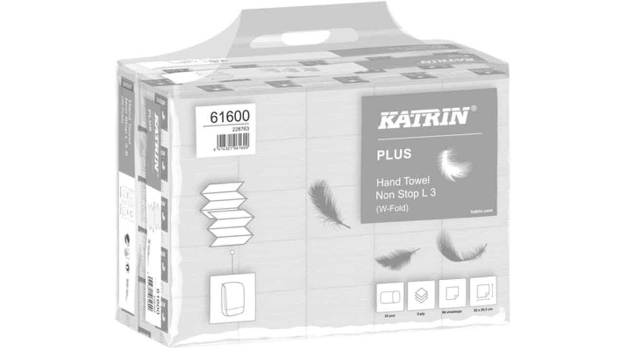 Handdoek Katrin 61600 W-vouw Plus 3laags 20,3x32cm 25x90st
