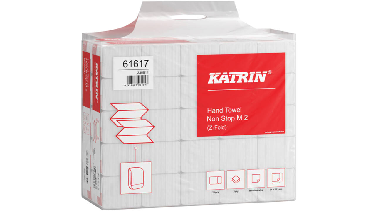 Handdoek Katrin Z-vouw 2-laags wit 240x203mm 25x160st