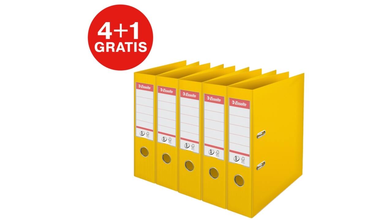 Ordner Esselte No 1 Power PP 75 mm geel 5 stuks