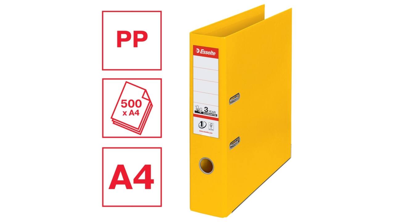 Ordner Esselte No 1 Power PP 75 mm geel 5 stuks