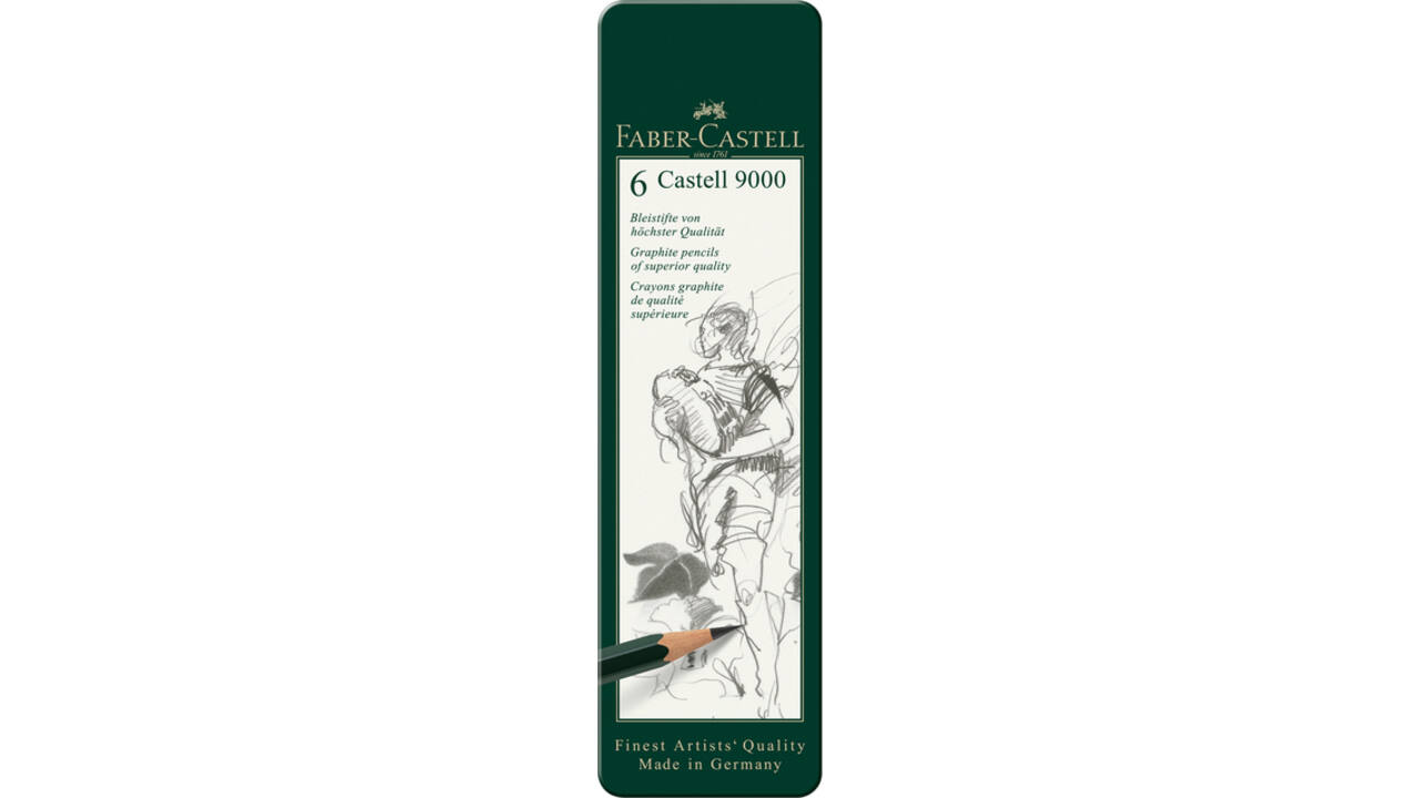 Potlood Faber-Castell Jumbo 9000 6 hardheden in blik
