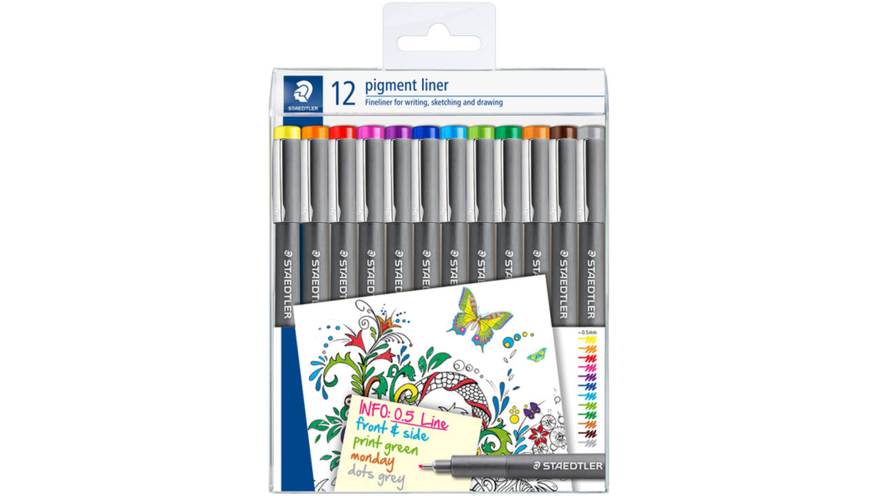 Fineliner Staedtler Pigment 308 0,5mm set à 12 kleuren