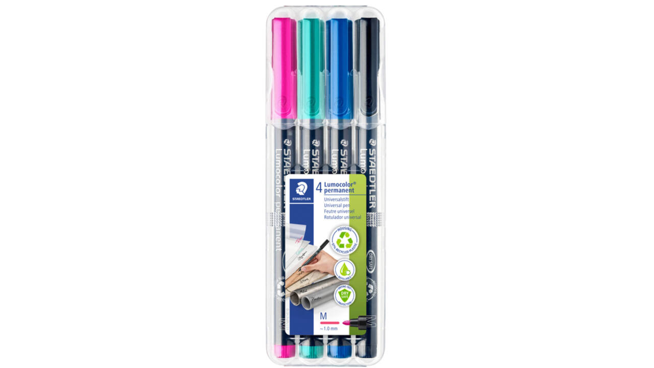 Viltstift Staedtler Lumocolor 317 permanent M set à 4 kleuren