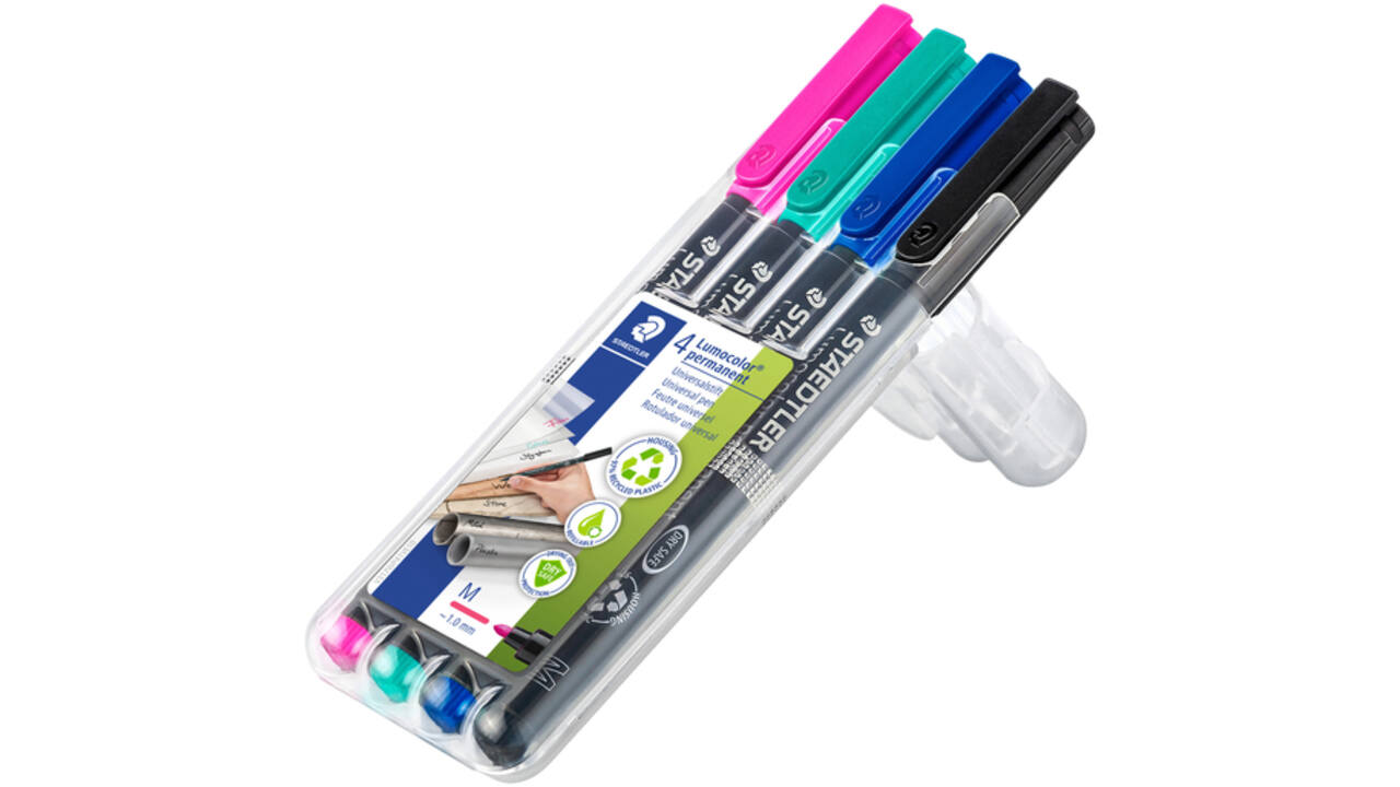 Viltstift Staedtler Lumocolor 317 permanent M set à 4 kleuren
