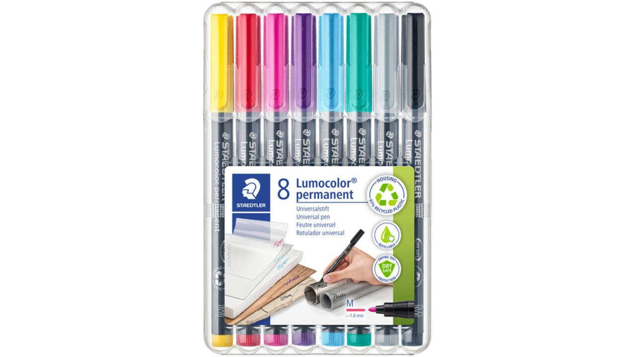 Viltstift Staedtler Lumocolor 317 permanent M set à 8 kleuren