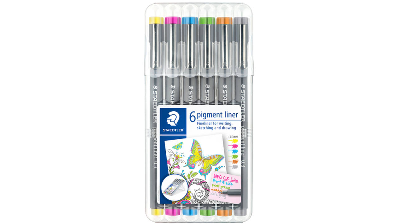 Fineliner Staedtler Pigment 308 0,3mm set à 6 kleuren
