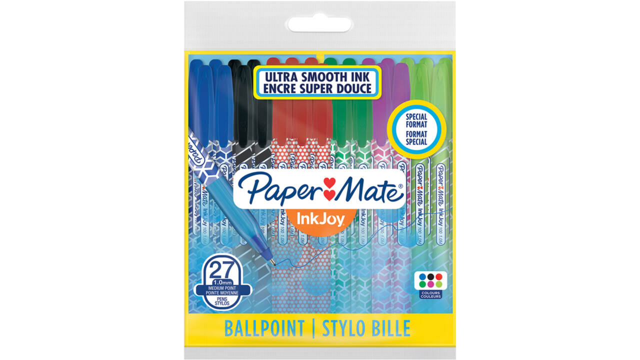 Balpen Paper Mate Inkjoy 100 Wrap set à 6 kleuren 27 stuks
