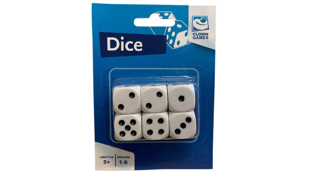 Dobbelstenen Clown Games blister à 6 stuks