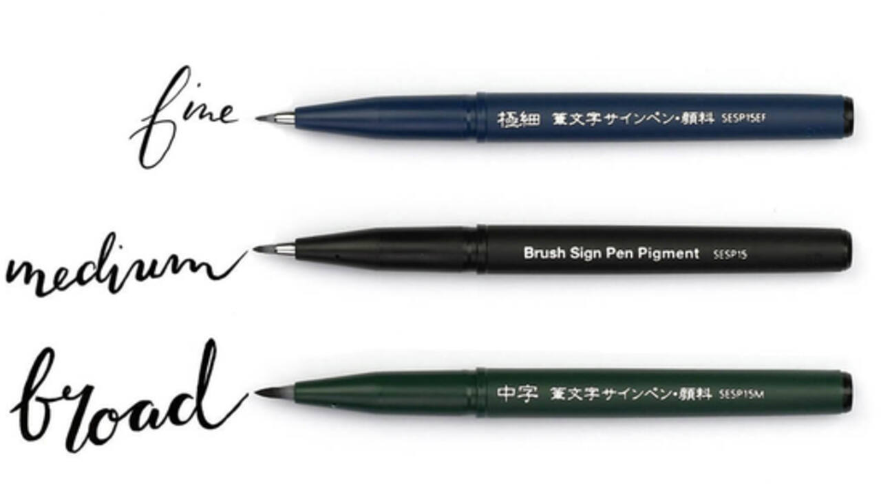 Brushpen Pentel XSESP15 zwart blister à 3 stuks