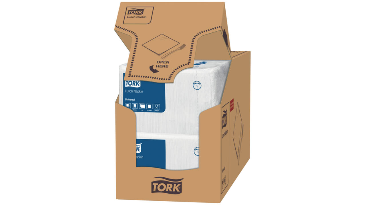 Lunchservet Tork 1-laags 33x33 500st wit 509300