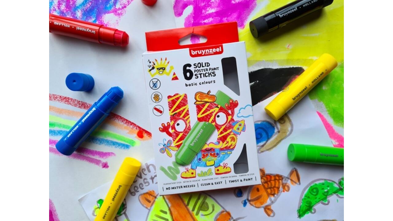Plakkaatverf sticks Bruynzeel Basic 6 kleuren
