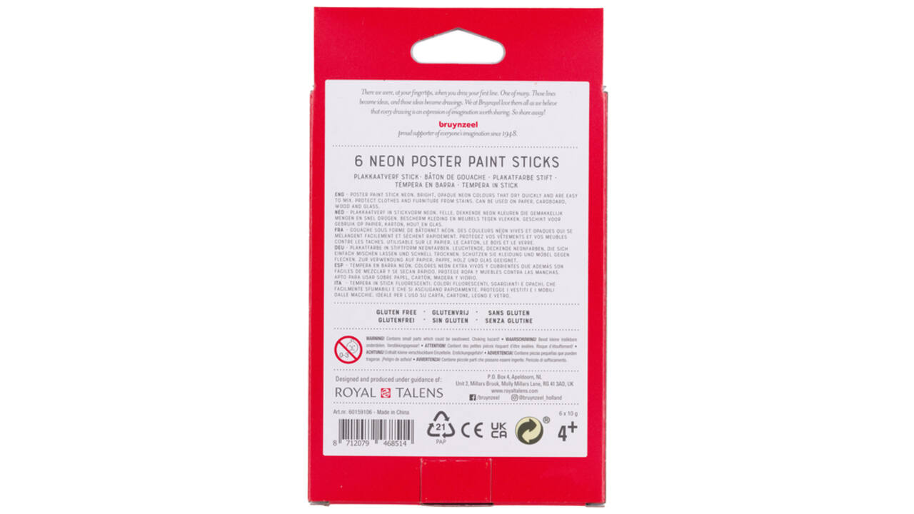 Plakkaatverf sticks Bruynzeel Neon 6 kleuren