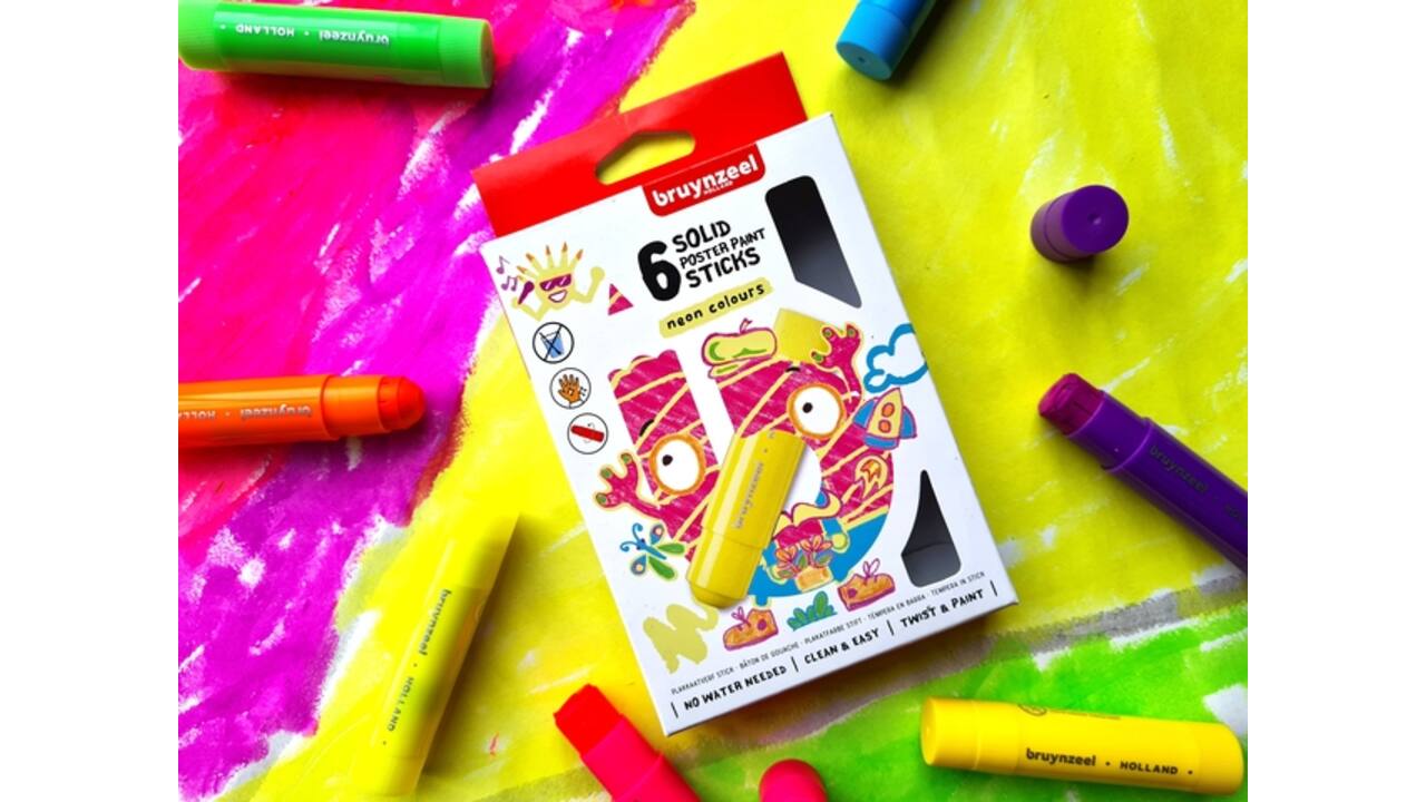 Plakkaatverf sticks Bruynzeel Neon 6 kleuren
