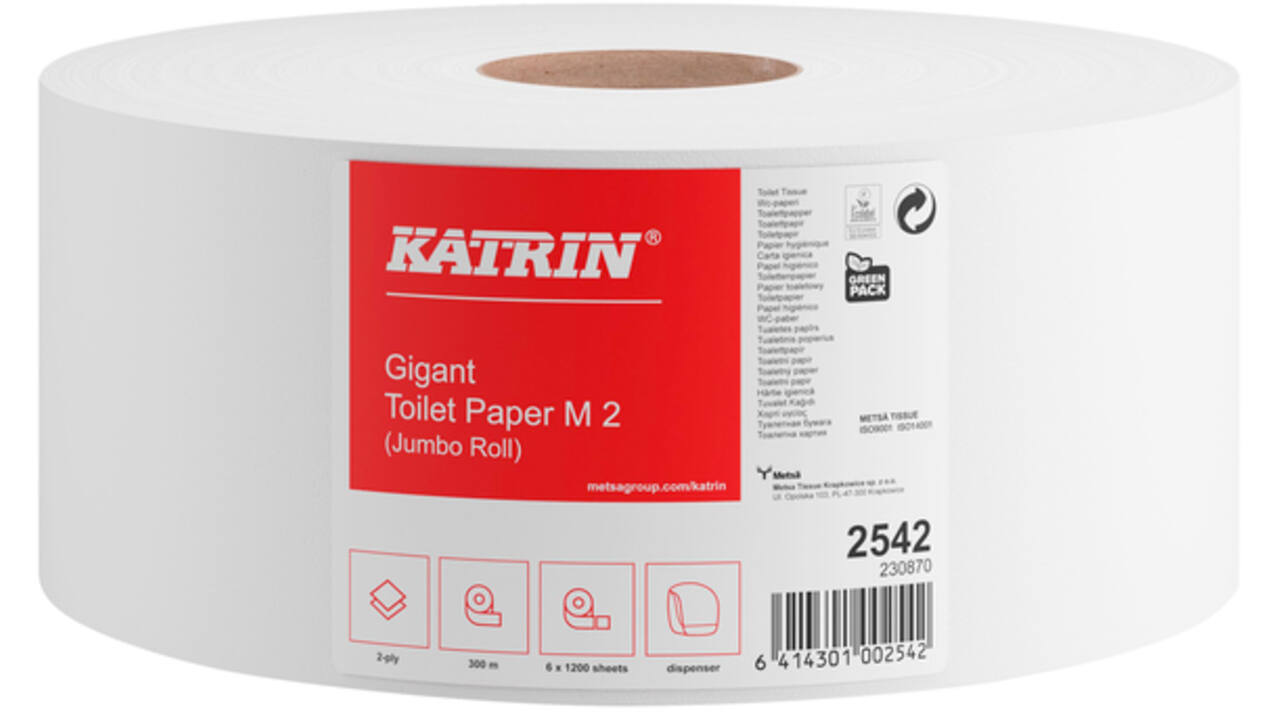 Toiletpapier Katrin Jumbo 2-laags wit 1200vel
