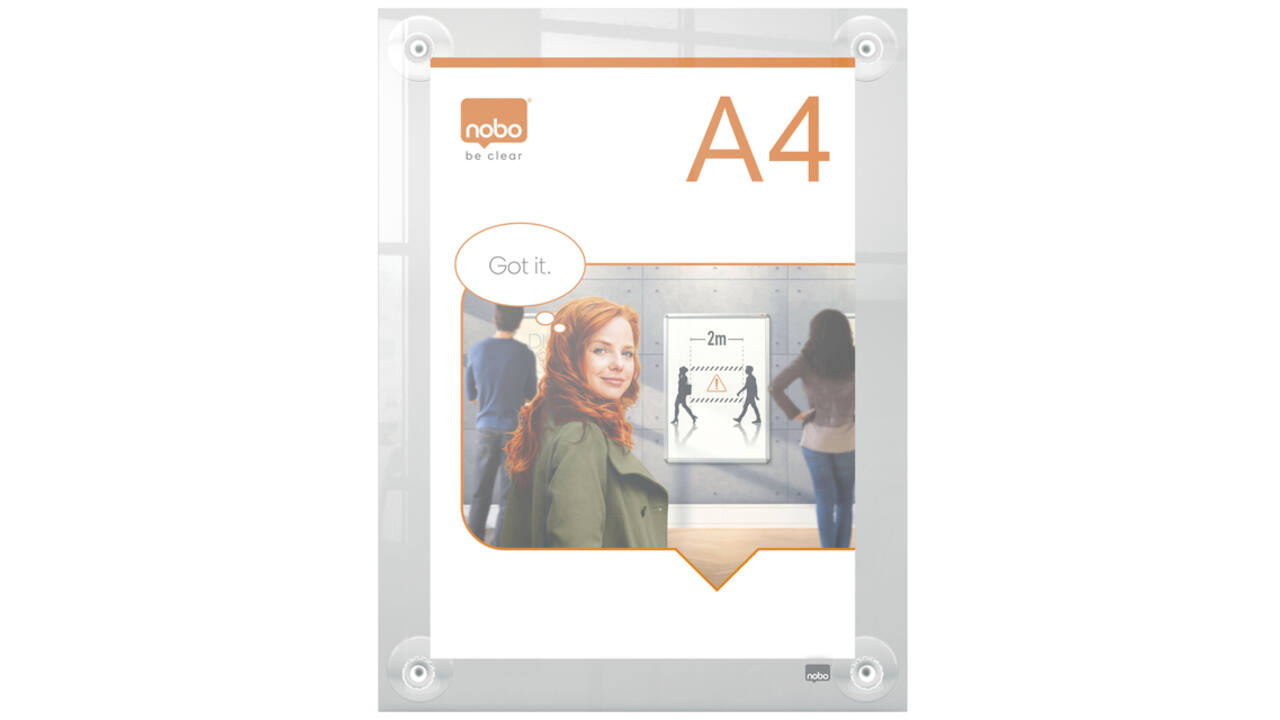 Infobord Nobo Premium Plus A4 acryl wand verplaatsbaar