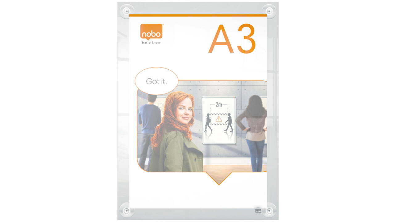 Infobord Nobo Premium Plus A3 acryl wand verplaatsbaar