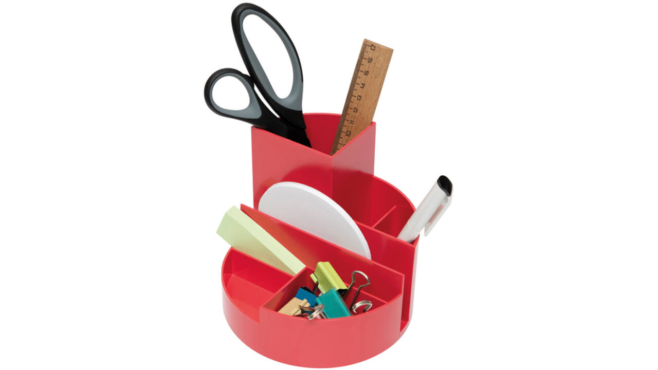 Pennenkoker MAULroundbox Blauwe Engel recycled 6 vaks rood