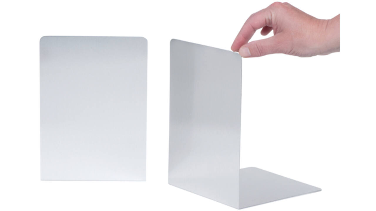 Boekensteun MAUL aluminium 16x15x21cm set 2 zilver