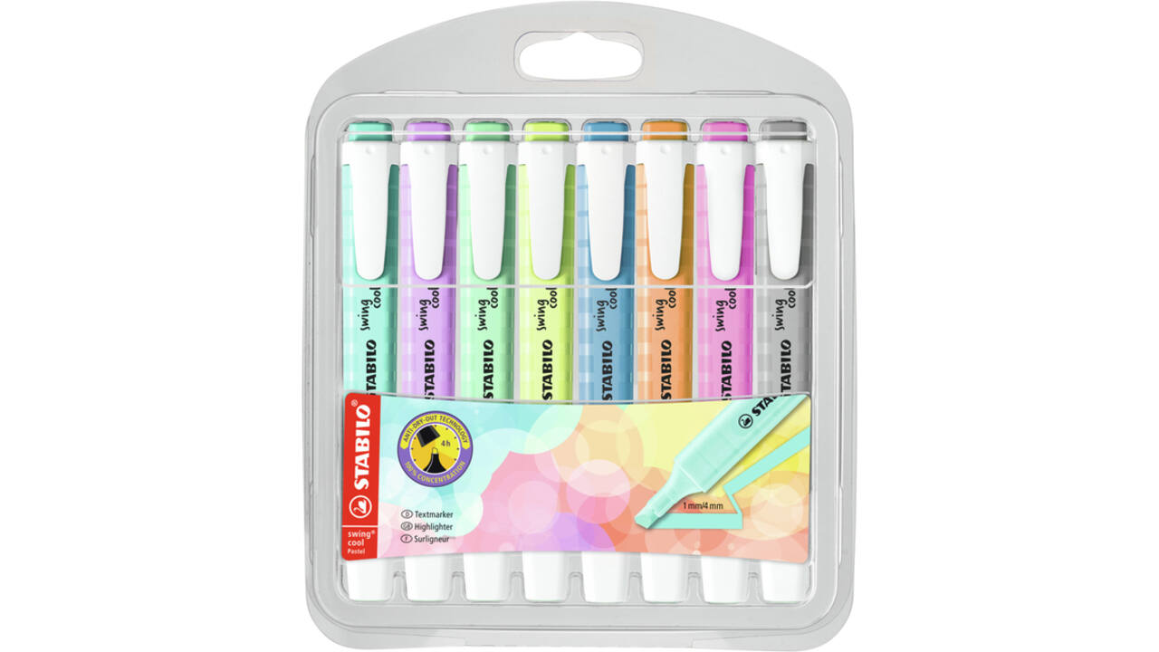 Markeerstift STABILO Swing cool 275/8 pastel assorti etui à 8 stuks
