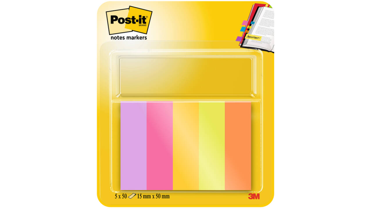 Markeerstrook Post-it 670-5-TFEN 15x50mm Energetic