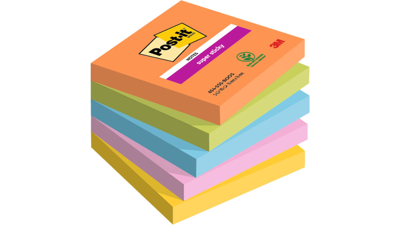 Memoblok Post-it 654 Super Sticky 76x76mm Boost