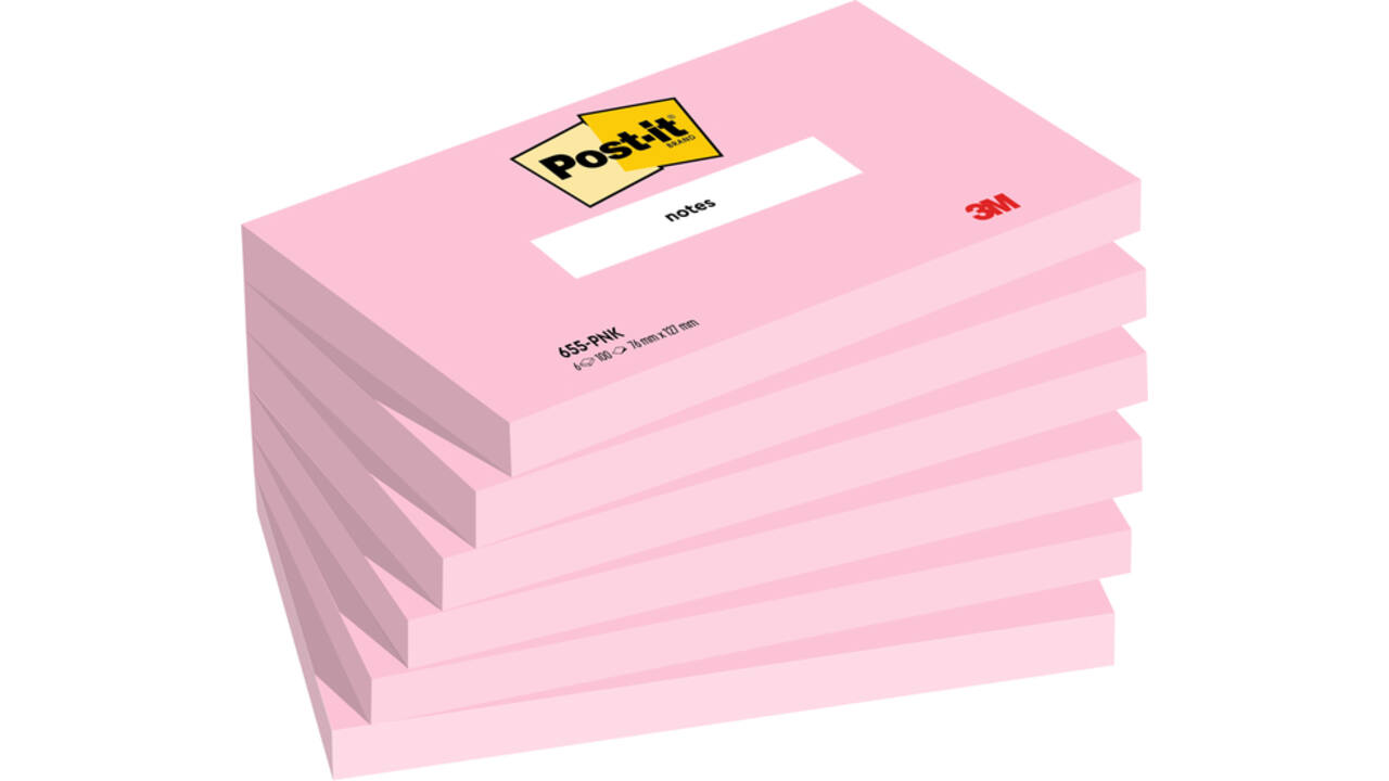 Memoblok Post-it 655 76x127mm gelijnd roze