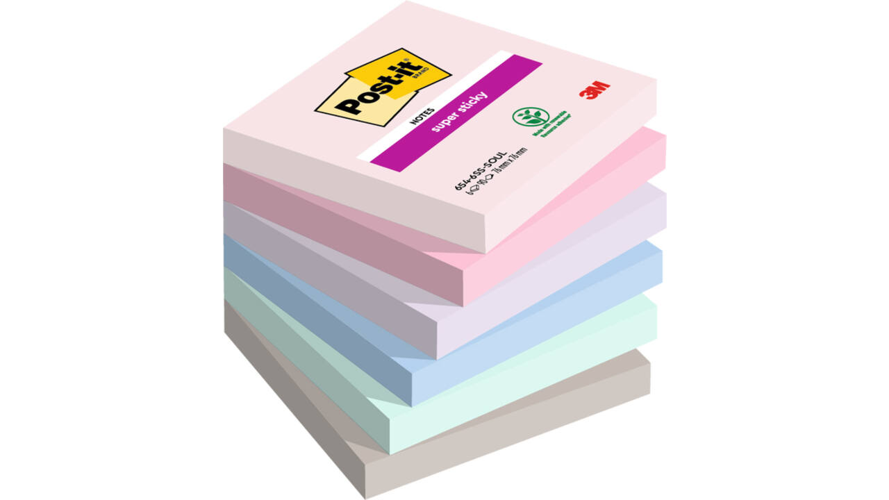 Memoblok Post-it 654 Super Sticky 76x76mm Soulful