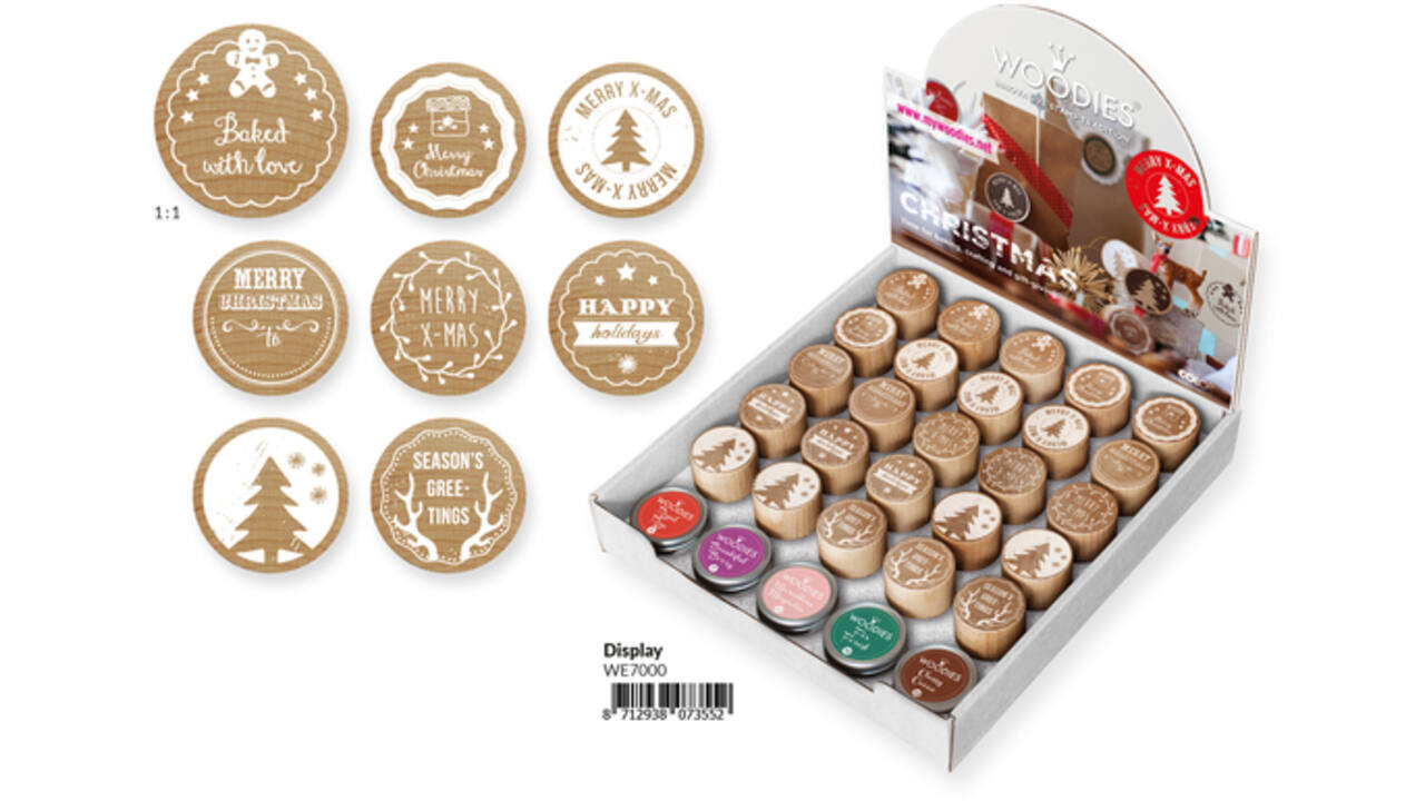 Stempels en stempelkussen Woodies Christmas