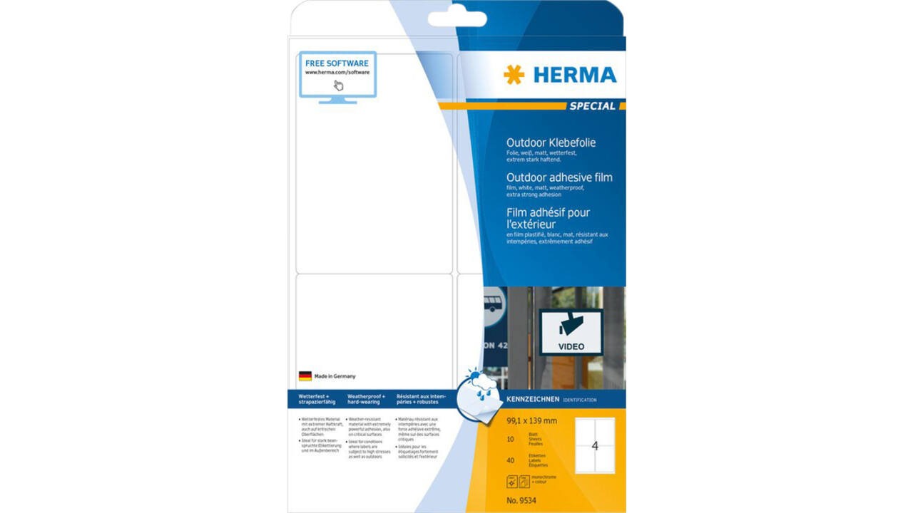Etiket HERMA 9534 99.1x139mm weerbestendig wit 40stuks