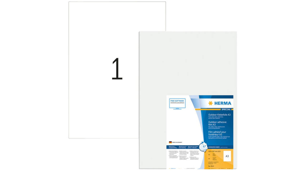 Etiket HERMA 9544 297x420mm weerbestendig wit 40stuks