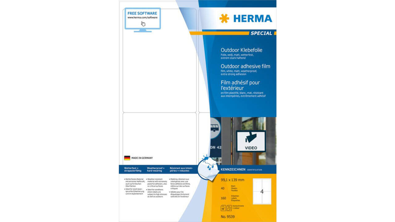 Etiket HERMA 9539 99.1x139mm weerbestendig wit 160stuks