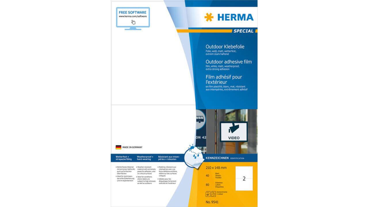Etiket HERMA 9541 210x148mm weerbestendig wit 80stuks